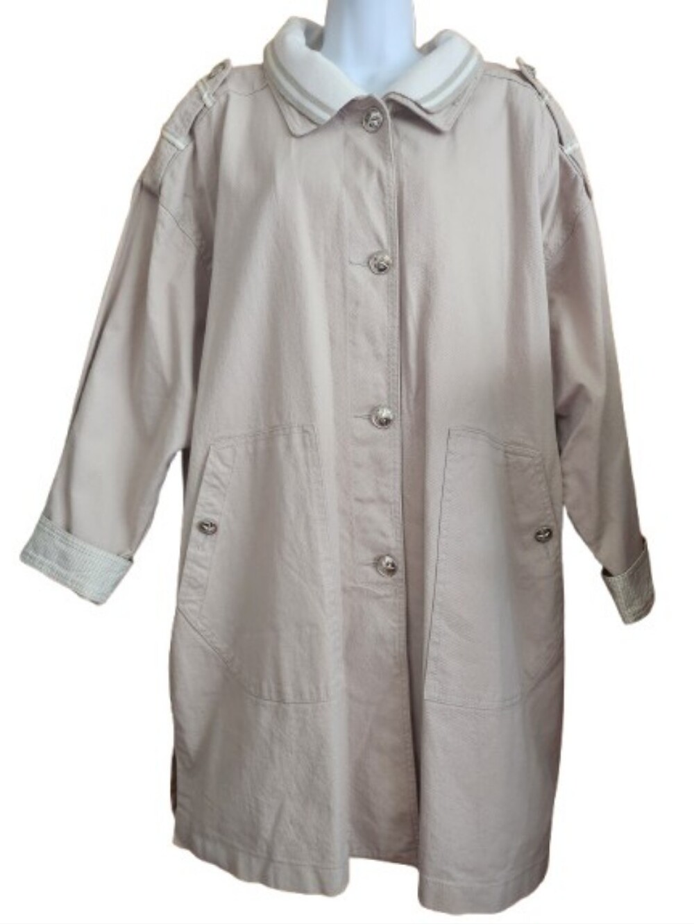 Andy Johns Light Cream Button-Front Trench Coat Size 20-22
